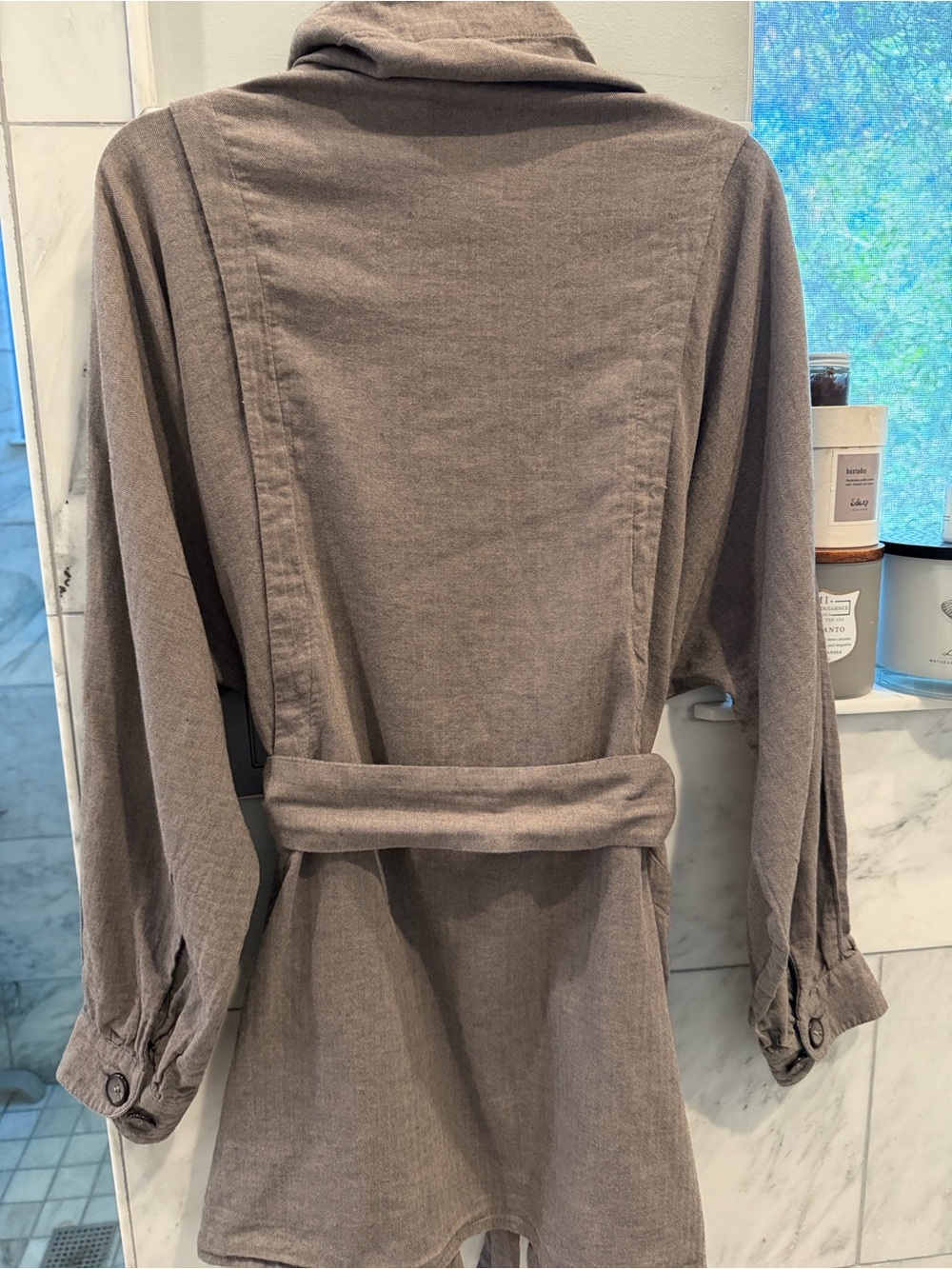 Women's Taupe Utility Button-Front Jacket with Belt - Picture 6 of 9